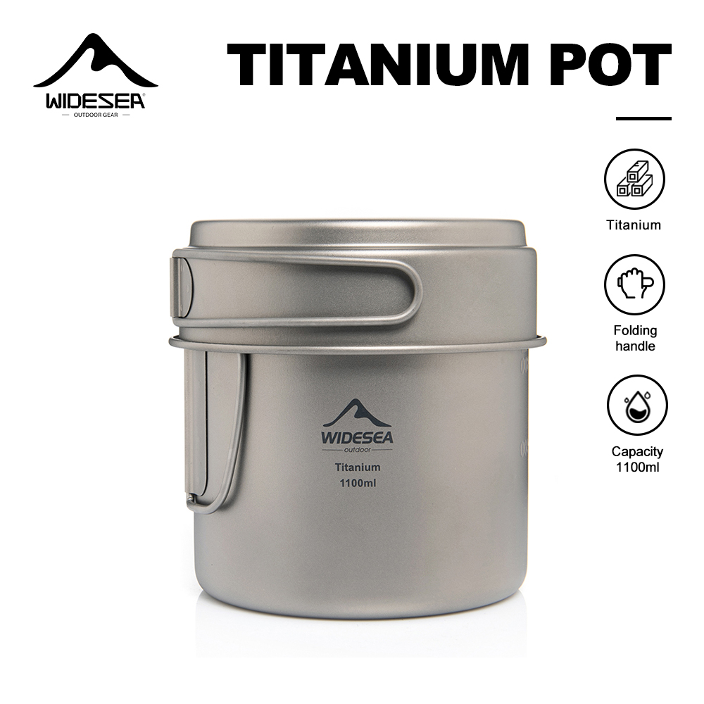 Camping Cooking Set Compact - Widesea Ultralight Titanium Camping Pot 1100ml