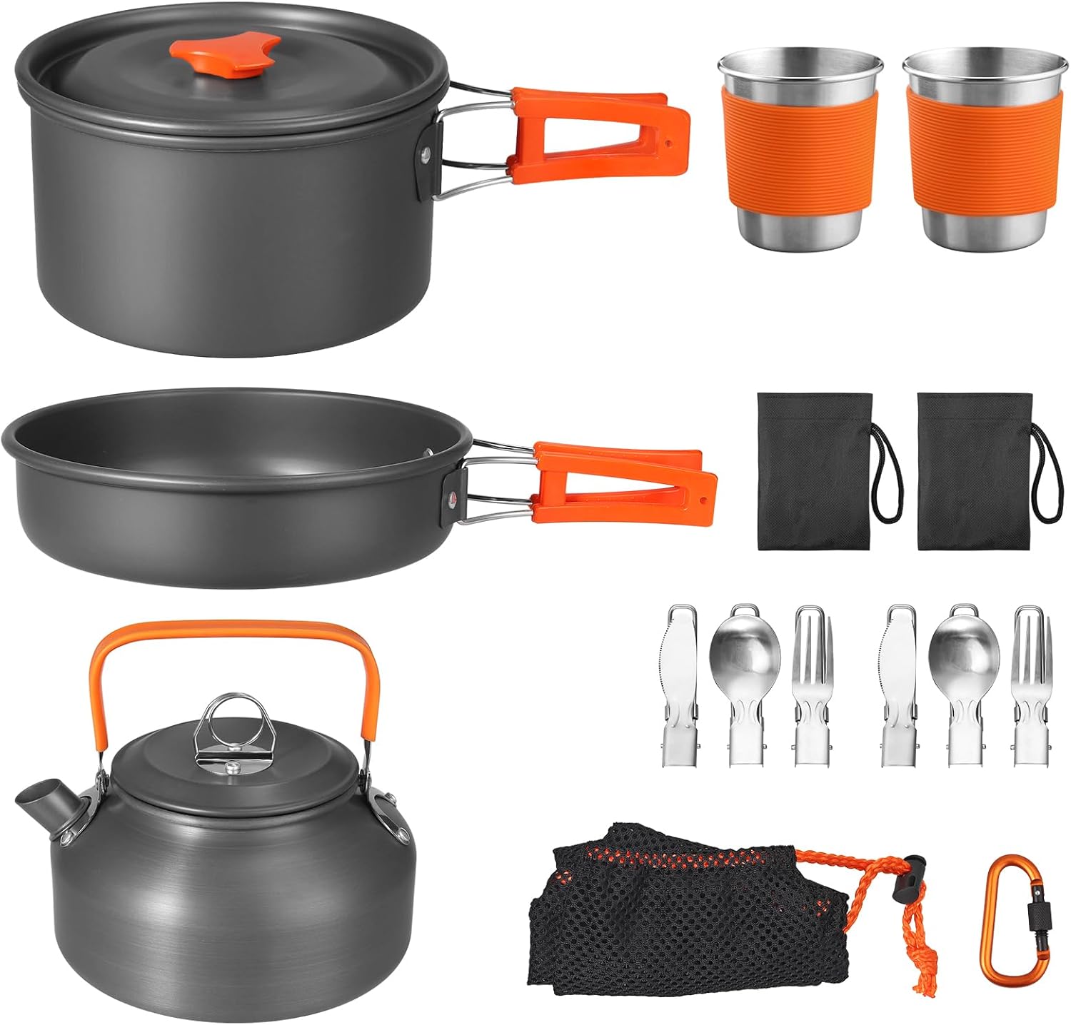 Camping Lightweight Cooking Pot - Non-Stick Camping Cookware Set, 17-Piece Lightweight
