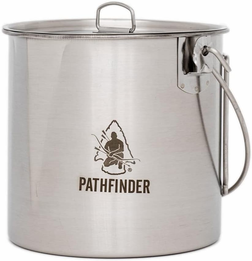 Camping Lightweight Cooking Pot - Stainless Steel Bush Pot and Lid