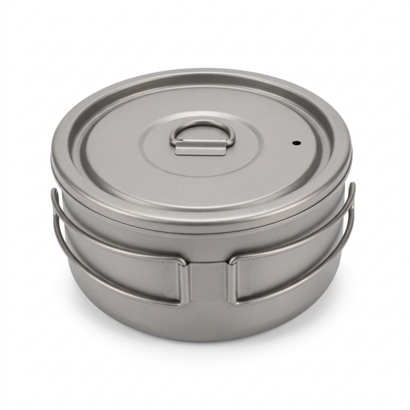 Camping Cooking Set 2 Person - Titanium Folding Camping Pot Lunch Box