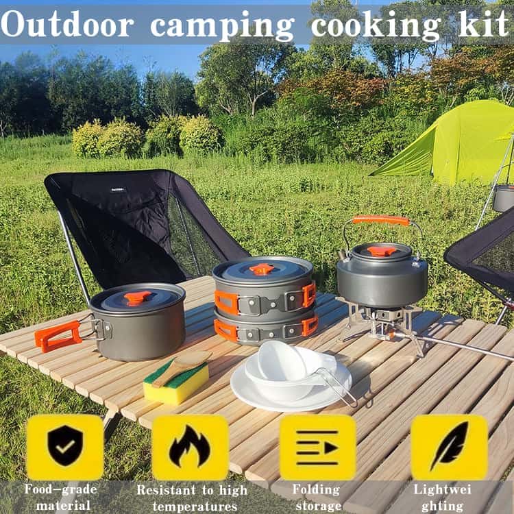 Camping Cooking Set Compact - Portable outdoor camping cooking kit, water
