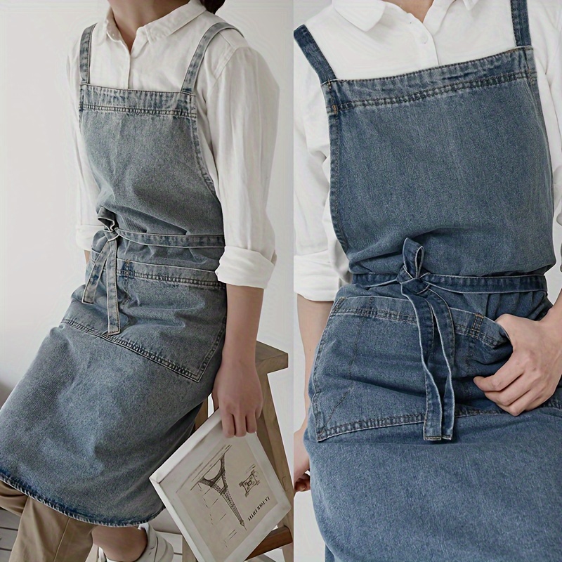 Camping Cooking Apron - 1pc Premium Denim Apron - Heavy-Duty