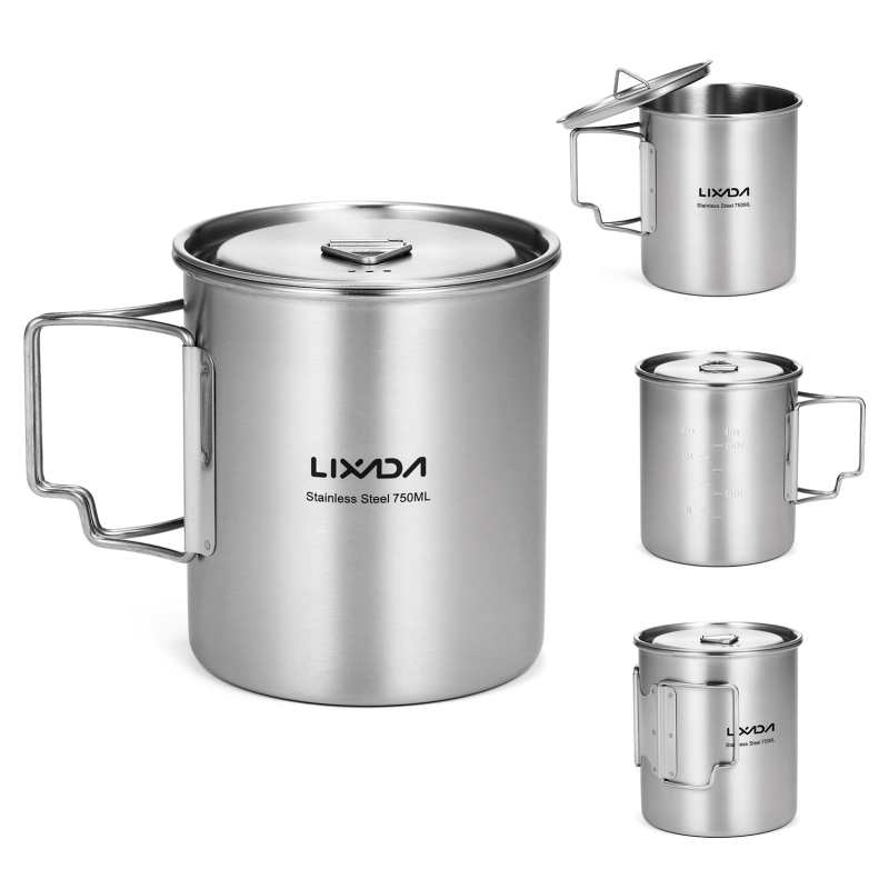 Camping Cooking Bundle - Lixada 750ml Cup Outdoor Stainless Steel