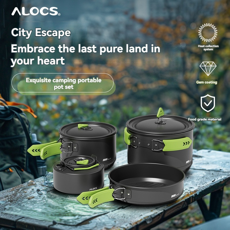 Camping Cooking Essentials - ALOCS Camping Cookware Set, Outdoor Stove,