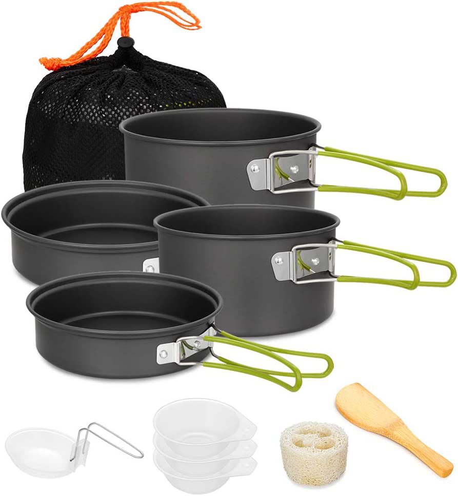 Camping Cooking Set For 4 - Outdoor cooking pot camping utensil set