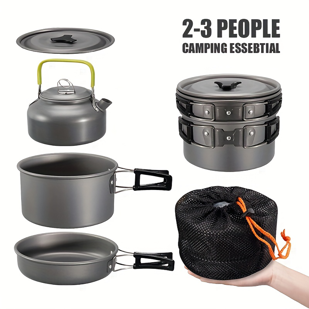 Camping Cooking Set Compact - Outdoor camping cookware set made of