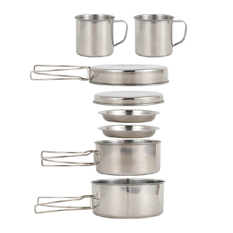 8pcs/Set Camping Cookware Mess - Camping Cooking Set Compact 评论和价格