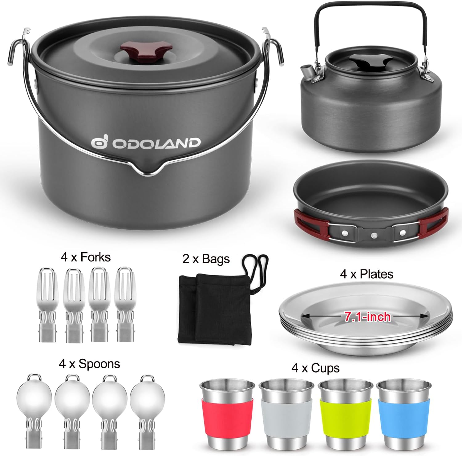22pcs Camping Cookware Mess Ki - Camping Cooking Set For 4 评论和价格