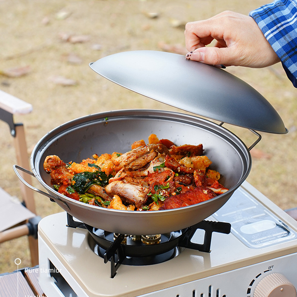 Titanium Wok Pan with Lid Doub - Camping Cooking Bundle 评论和价格