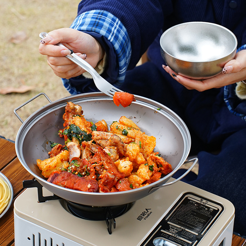 Titanium Wok Pan with Lid Doub - Camping Cooking Bundle 评论和价格