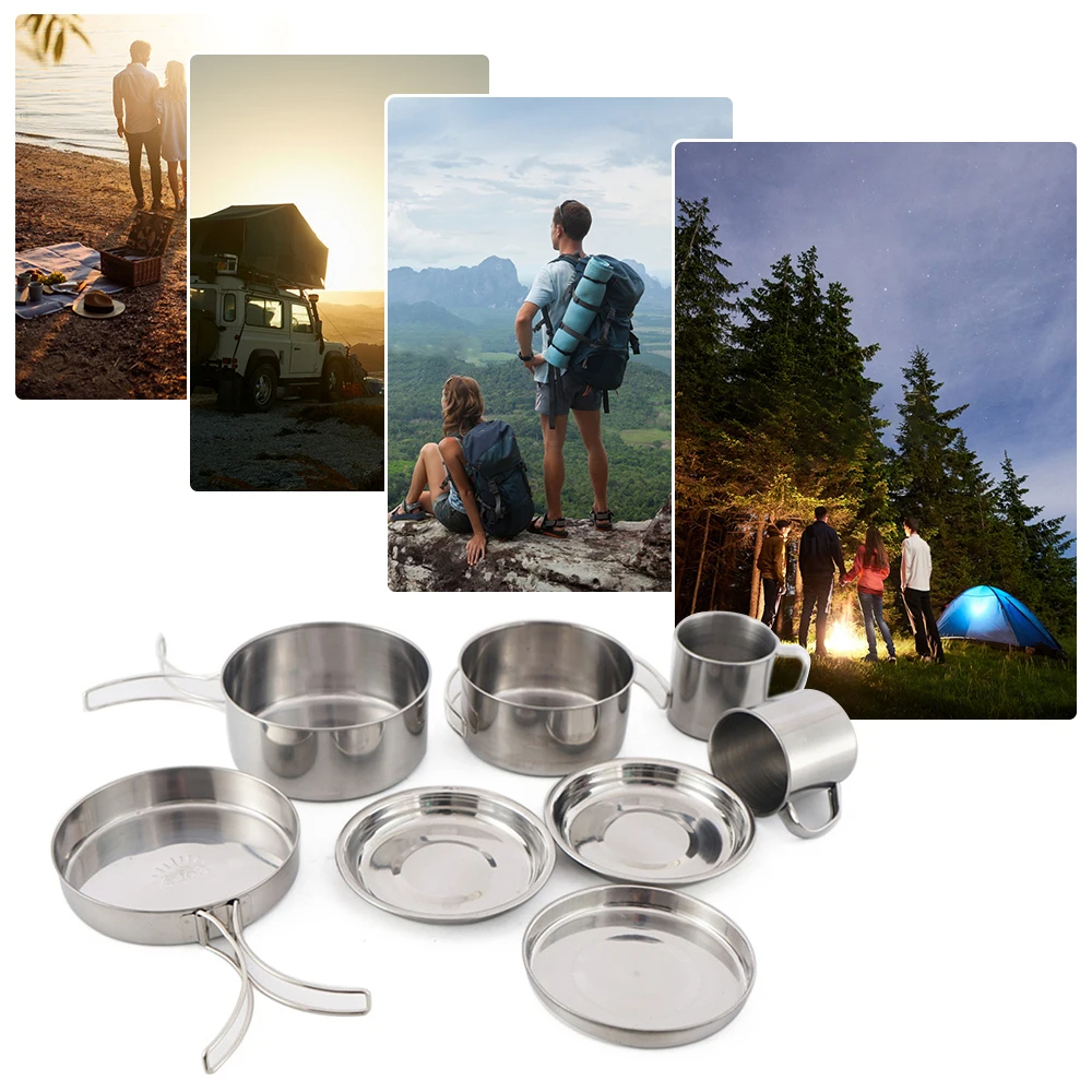 8pcs/Set Camping Cookware Mess - Camping Cooking Essentials 评论和价格