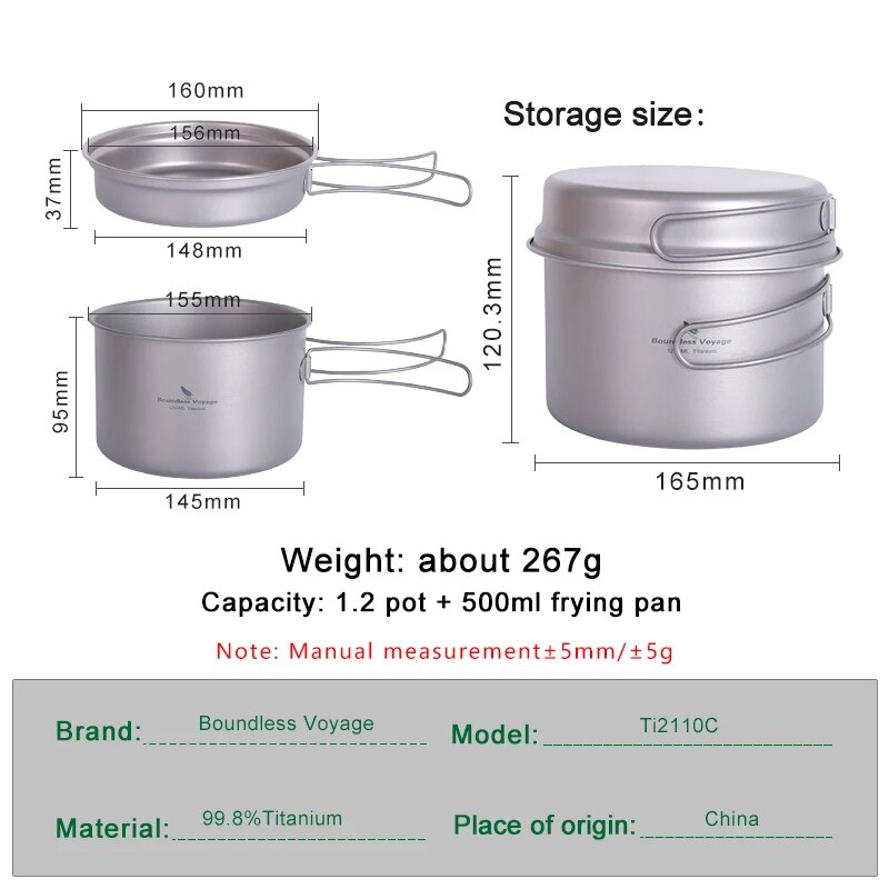 Boundless Voyage Titanium Pot  - Camping Cooking Set 2 Person 评论和价格