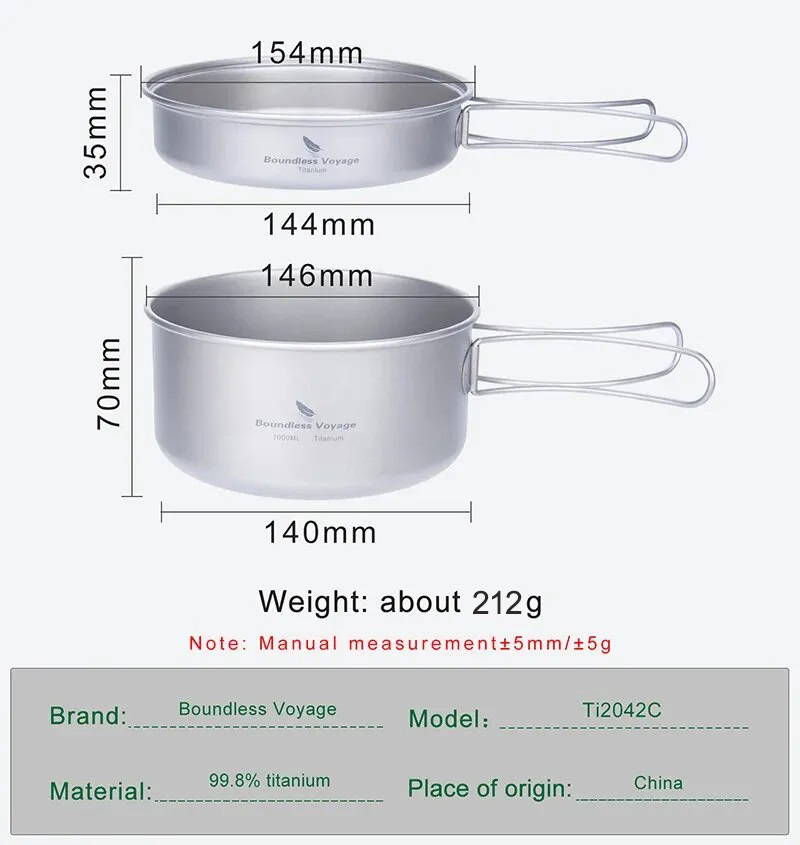 Boundless Voyage Titanium Pot  - Camping Cooking Set 2 Person 评论和价格