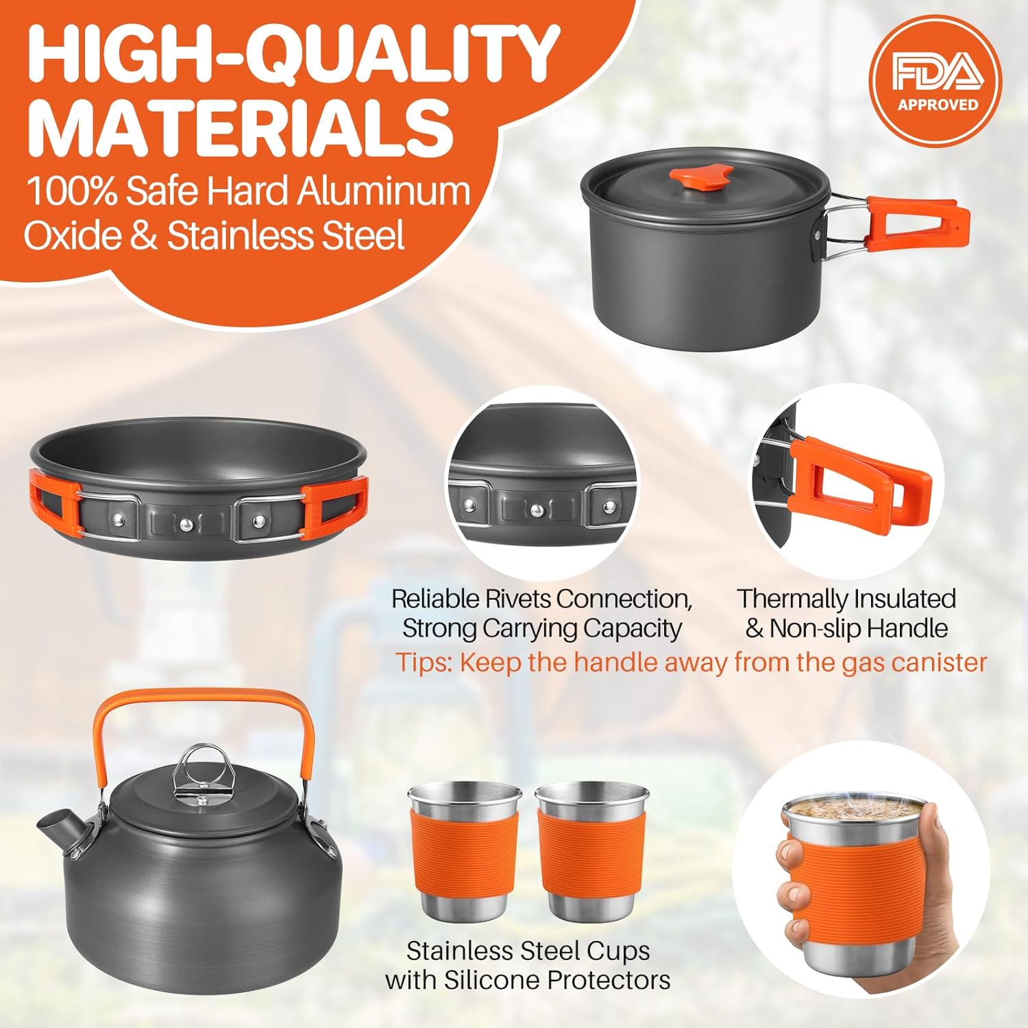 Non-Stick Camping Cookware Set - Camping Lightweight Cooking Pot 评论和价格