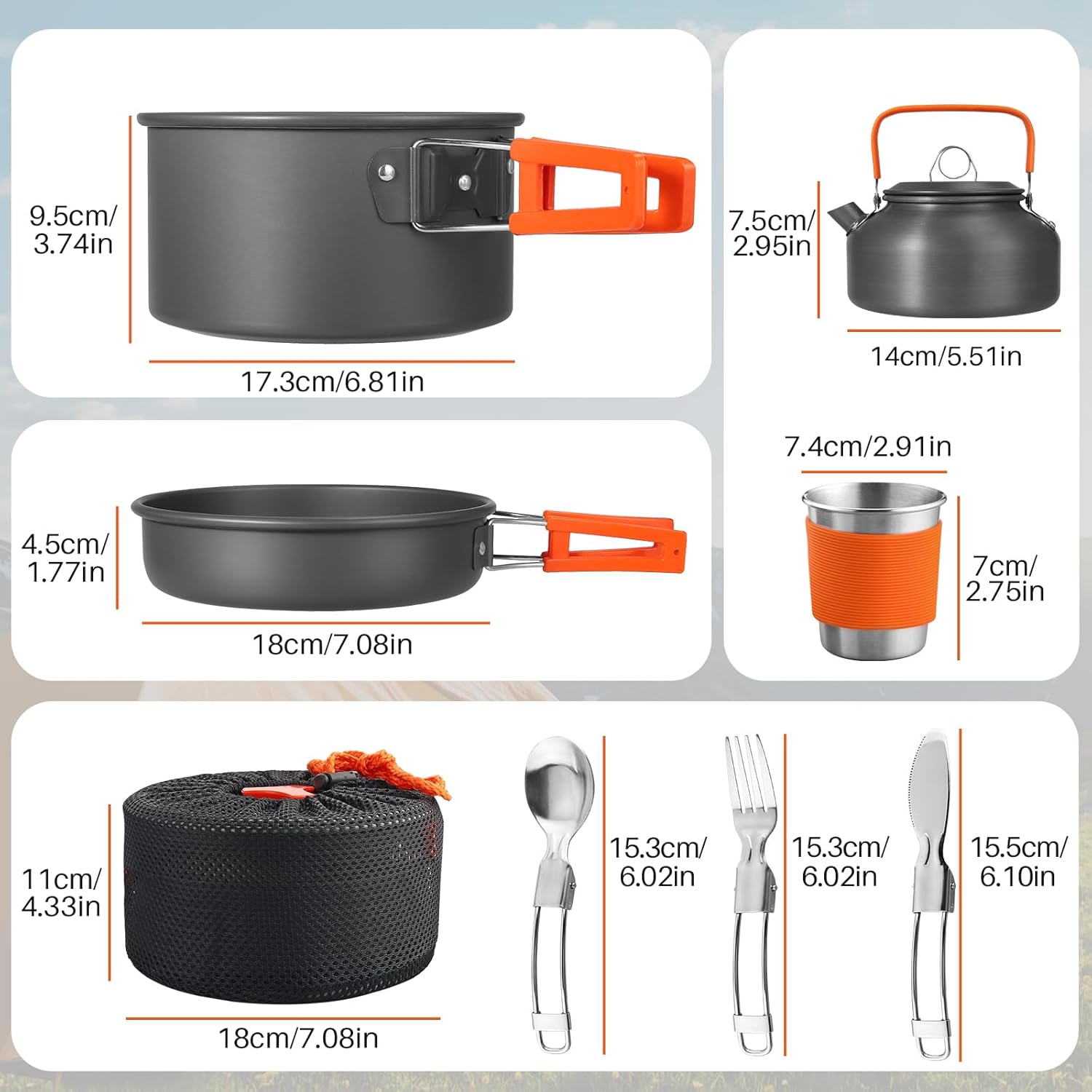 Non-Stick Camping Cookware Set - Camping Lightweight Cooking Pot 评论和价格