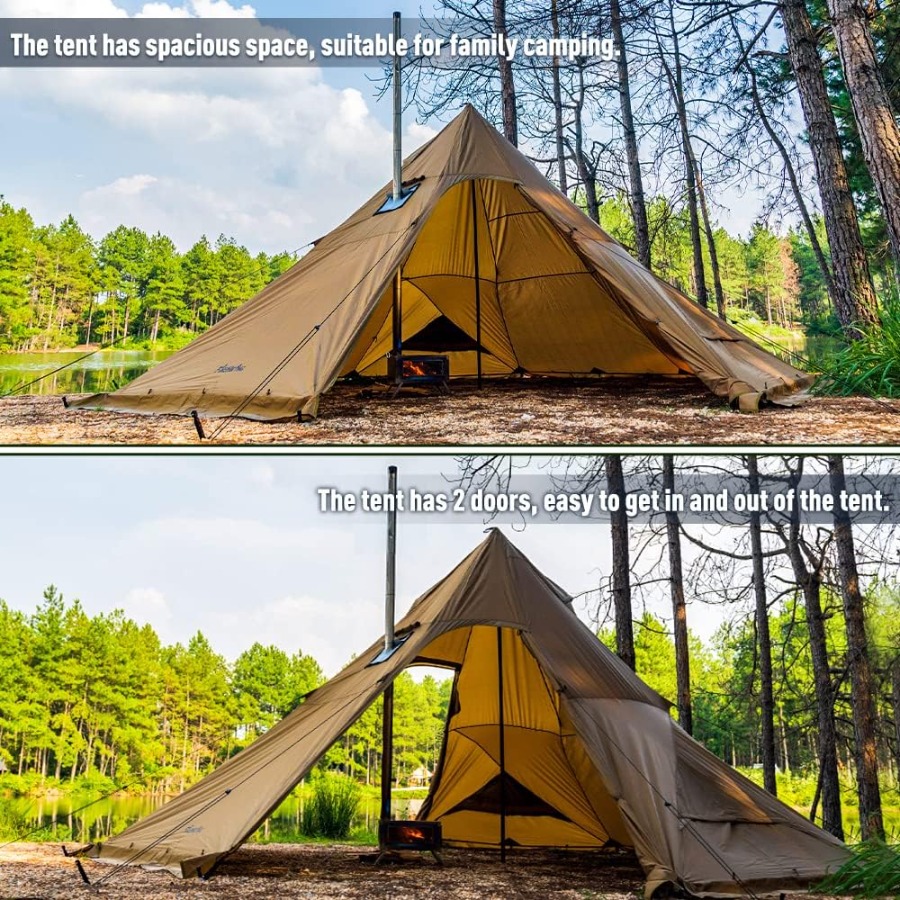 Camping Hot Tent 4-8 Person Ti - Camping Double Cooking Stove 评论和价格