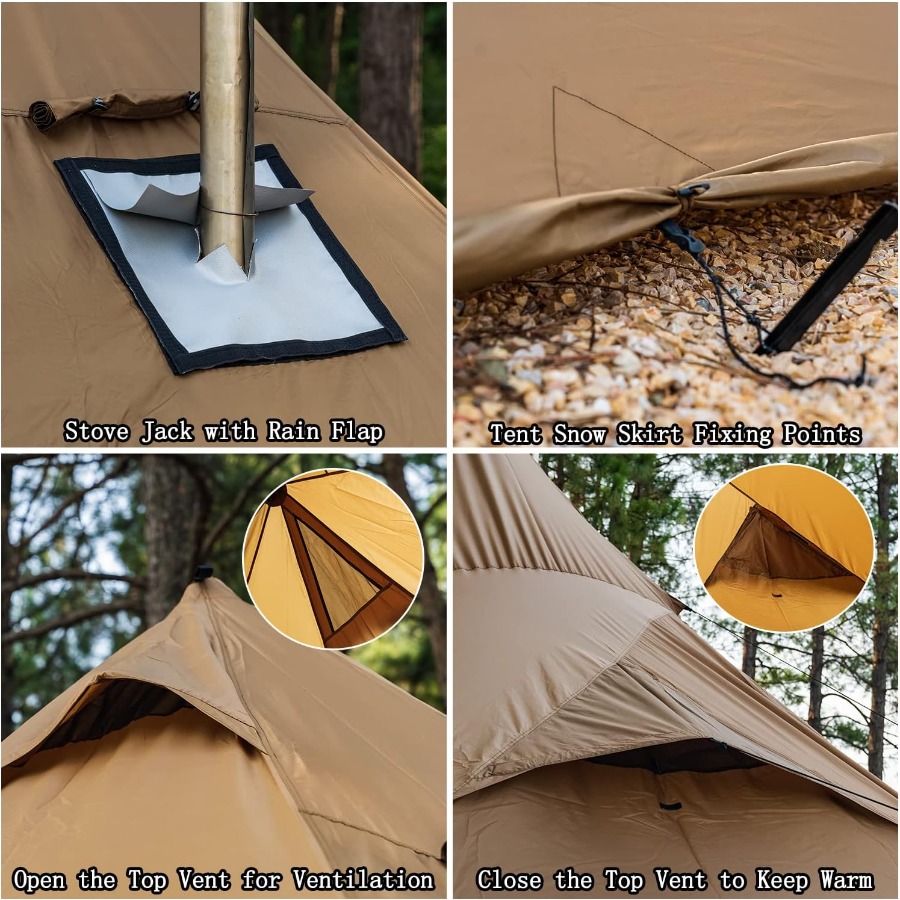 Camping Hot Tent 4-8 Person Ti - Camping Double Cooking Stove 评论和价格