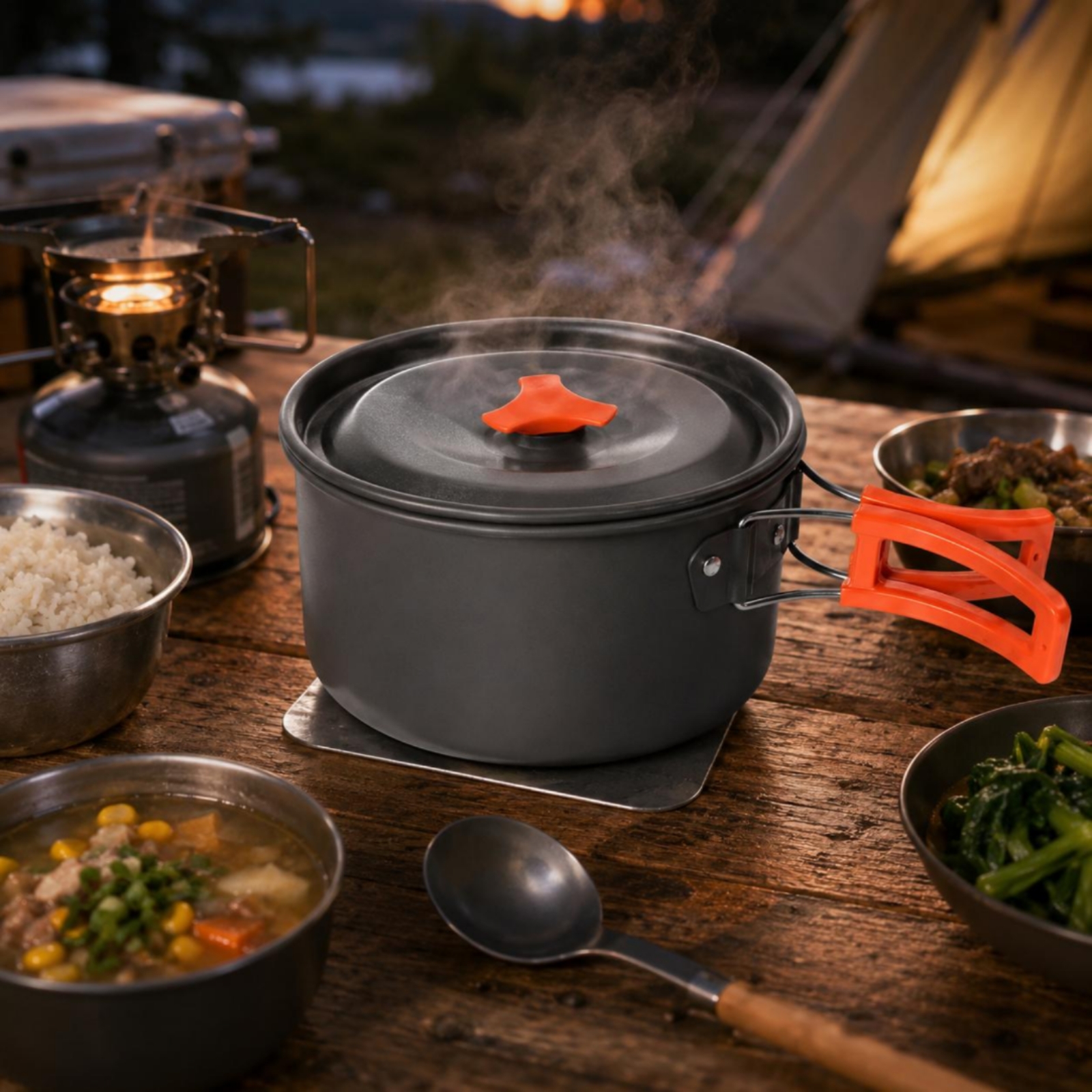Camping Pot Set Compact Campin - Camping Cooking Set Compact 评论和价格