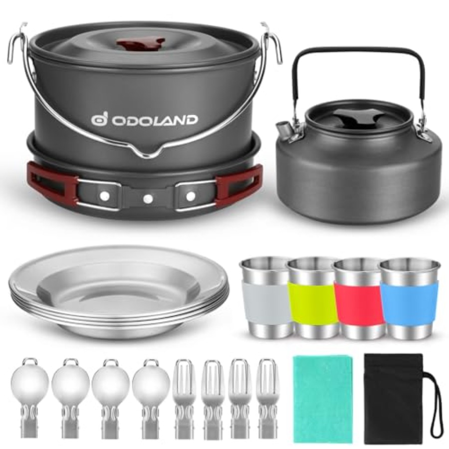 22pcs Camping Cookware Mess Ki - Camping Cooking Set For 4 评论和价格