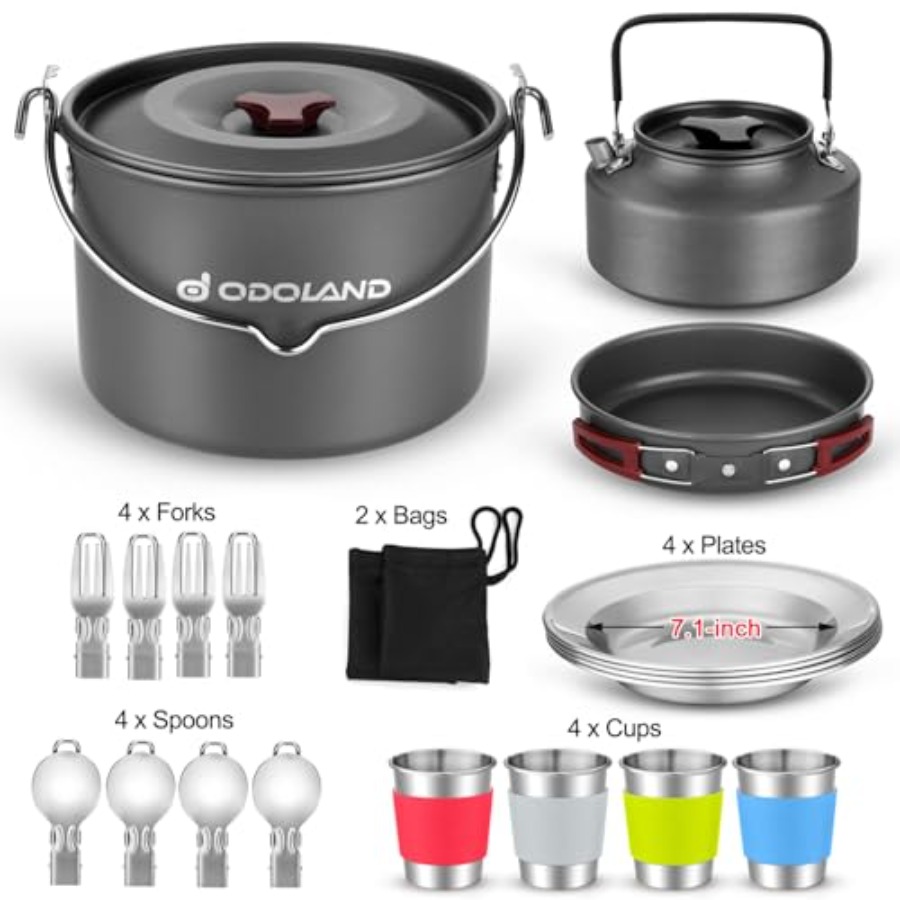 22pcs Camping Cookware Mess Ki - Camping Cooking Set For 4 评论和价格