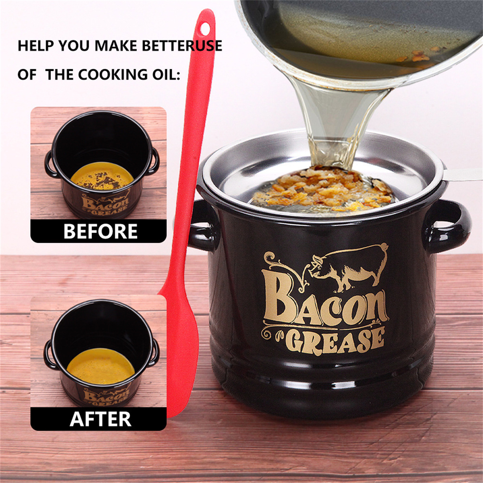 Enamel Bacon Grease Container  - Camping Cooking Oil Container 评论和价格