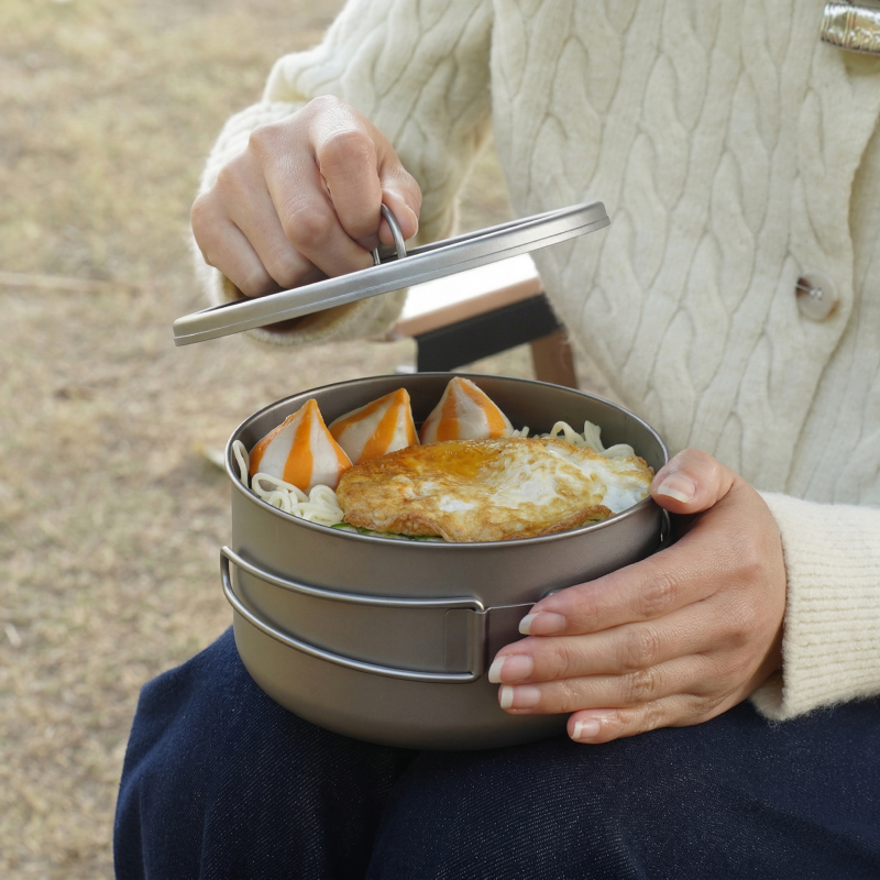 Titanium Folding Camping Pot L - Camping Cooking Set 2 Person 评论和价格