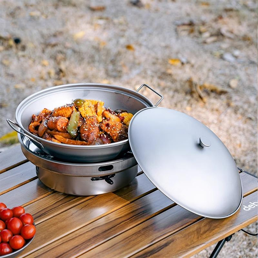 1.8L Titanium Wok Pan with Lid - Camping Cooking Bundle 评论和价格