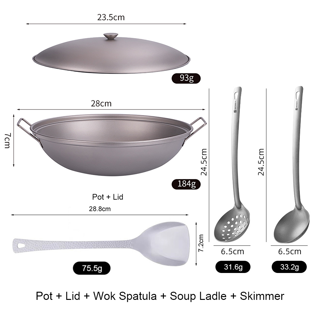 1.8L Titanium Wok Pan with Lid - Camping Cooking Bundle 评论和价格