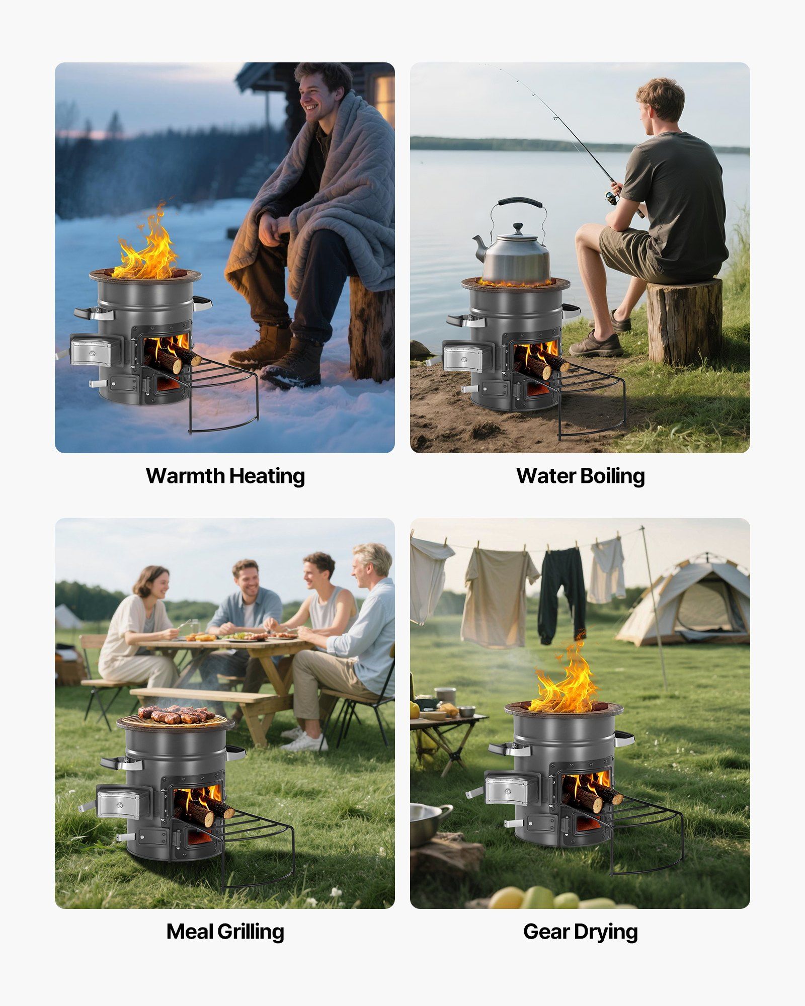 Outdoor Portable Rocket Stove  - Camping Double Cooking Stove 评论和价格
