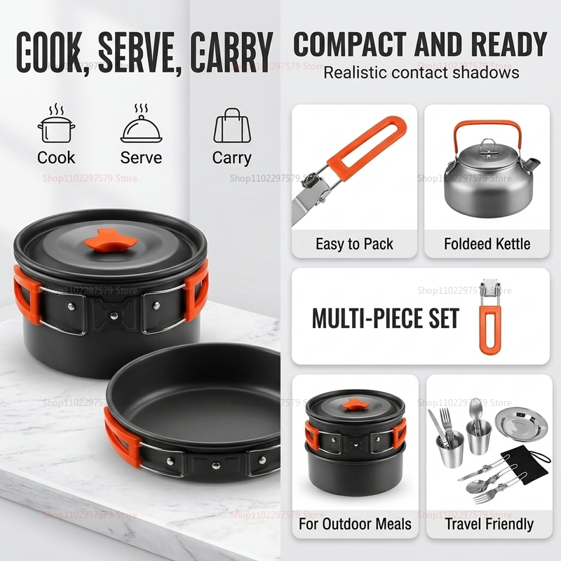 Portable outdoor camping cooki - Camping Cooking Set Compact 评论和价格