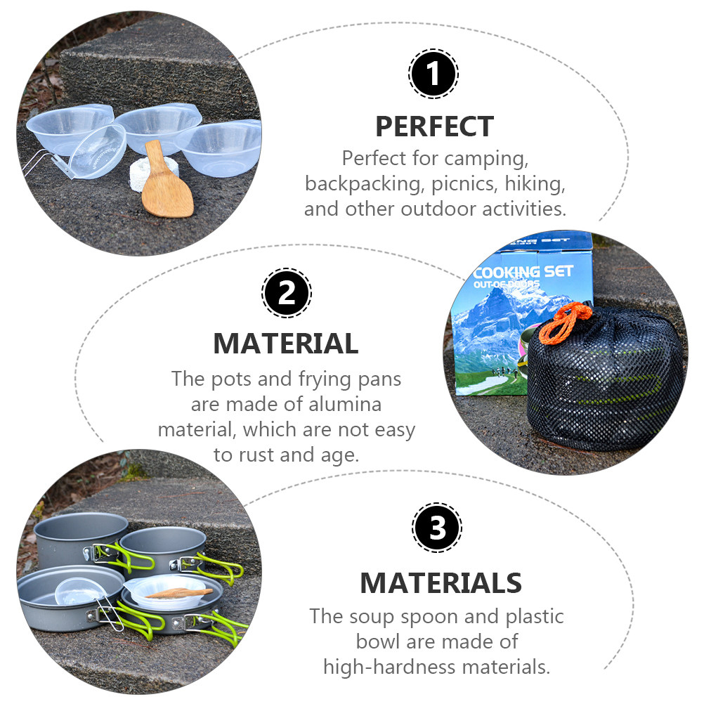 1Set Portable Camping Cookware - Camping Lightweight Cooking Pot 评论和价格