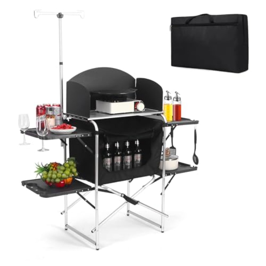 Camping Kitchen Table for Outd - Camping Cooking Set For 4 评论和价格