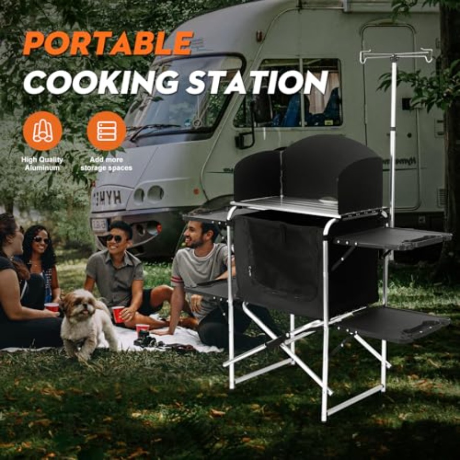 Camping Kitchen Table for Outd - Camping Cooking Set For 4 评论和价格