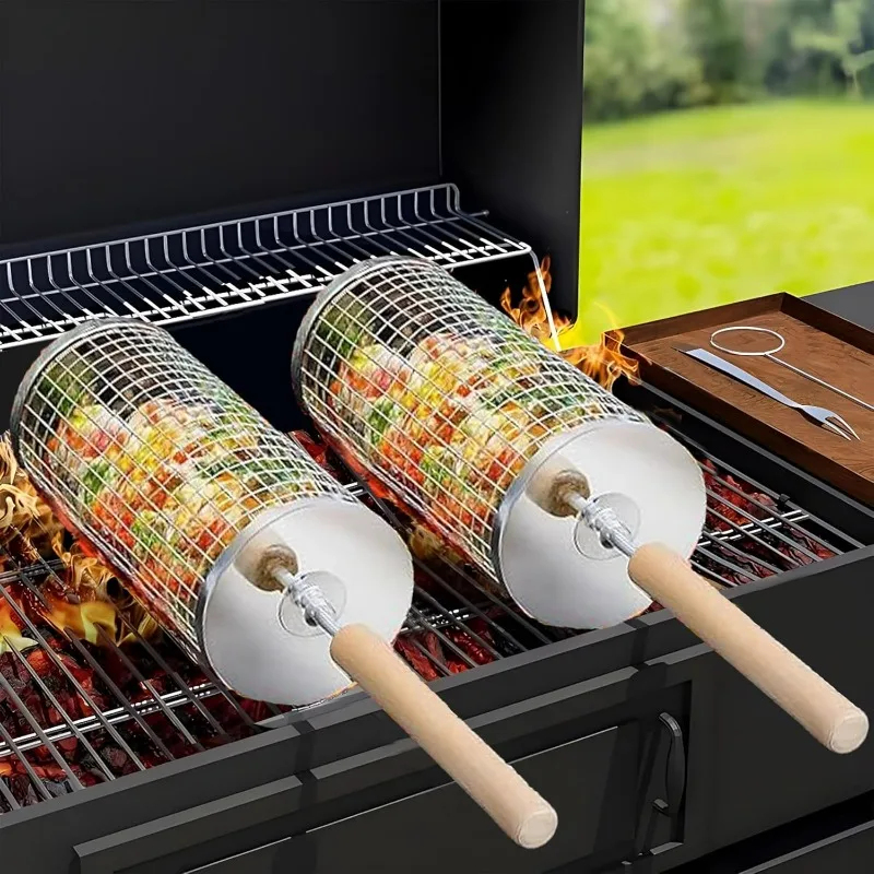 Round Rolling BBQ Grill Net 30 - Camping Cooking Device 评论和价格