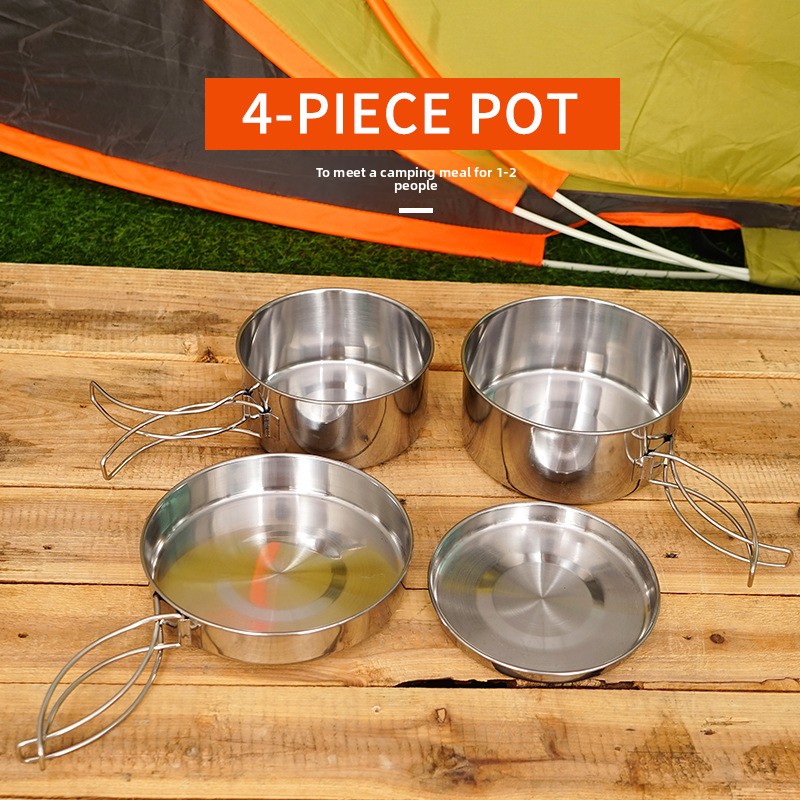 CLS 4-Piece Stainless Steel Ca - Camping Cooking Bundle 评论和价格