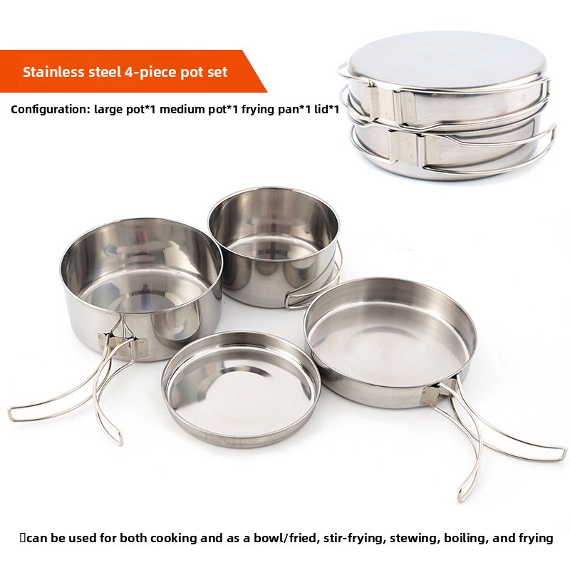 CLS 4-Piece Stainless Steel Ca - Camping Cooking Bundle 评论和价格