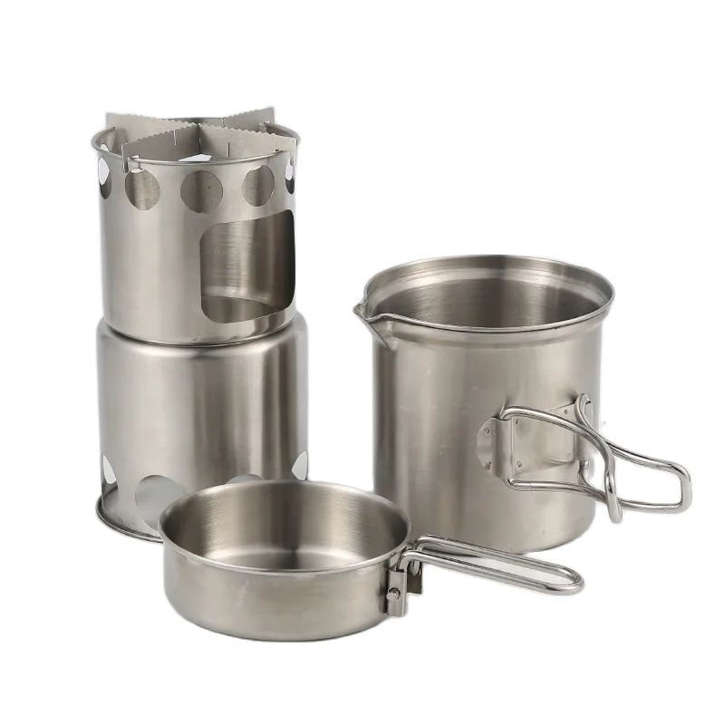 Camping Wood Stove Pot Set Pic - Camping Double Cooking Stove 评论和价格