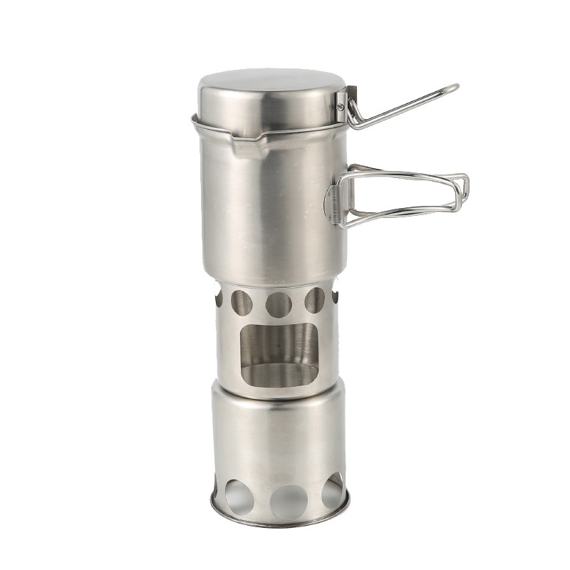 Camping Wood Stove Pot Set Pic - Camping Double Cooking Stove 评论和价格
