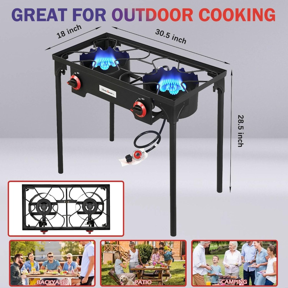 Portable Propane Grill 2 Burne - Camping Double Cooking Stove 评论和价格
