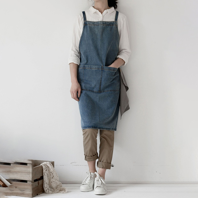 Denim Apron Cotton Korean Canv - Camping Cooking Apron 评论和价格