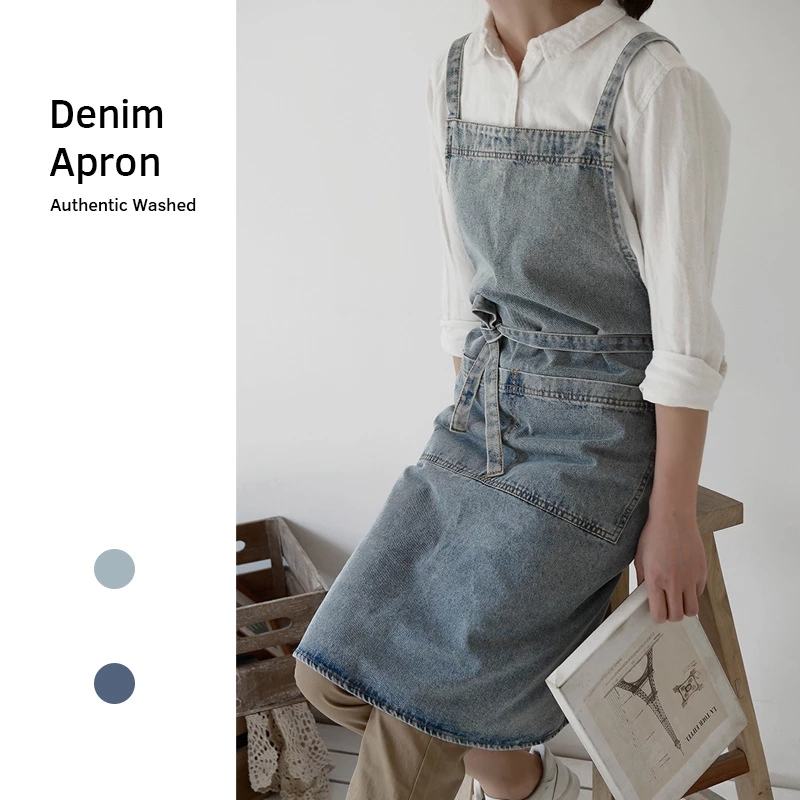 Denim Apron Cotton Korean Canv - Camping Cooking Apron 评论和价格