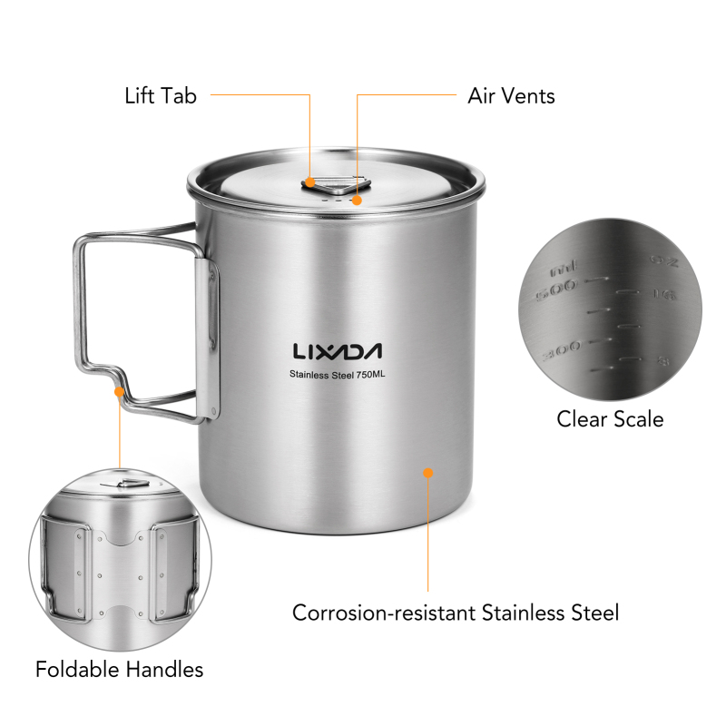 Lixada 750ml Cup Outdoor Stain - Camping Cooking Bundle 评论和价格