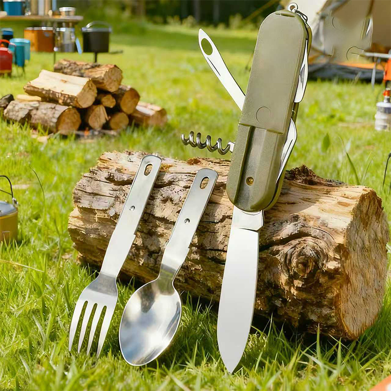 New Stainless Steel 7 In 1 Cam - Camping Cooking Knife Set 评论和价格
