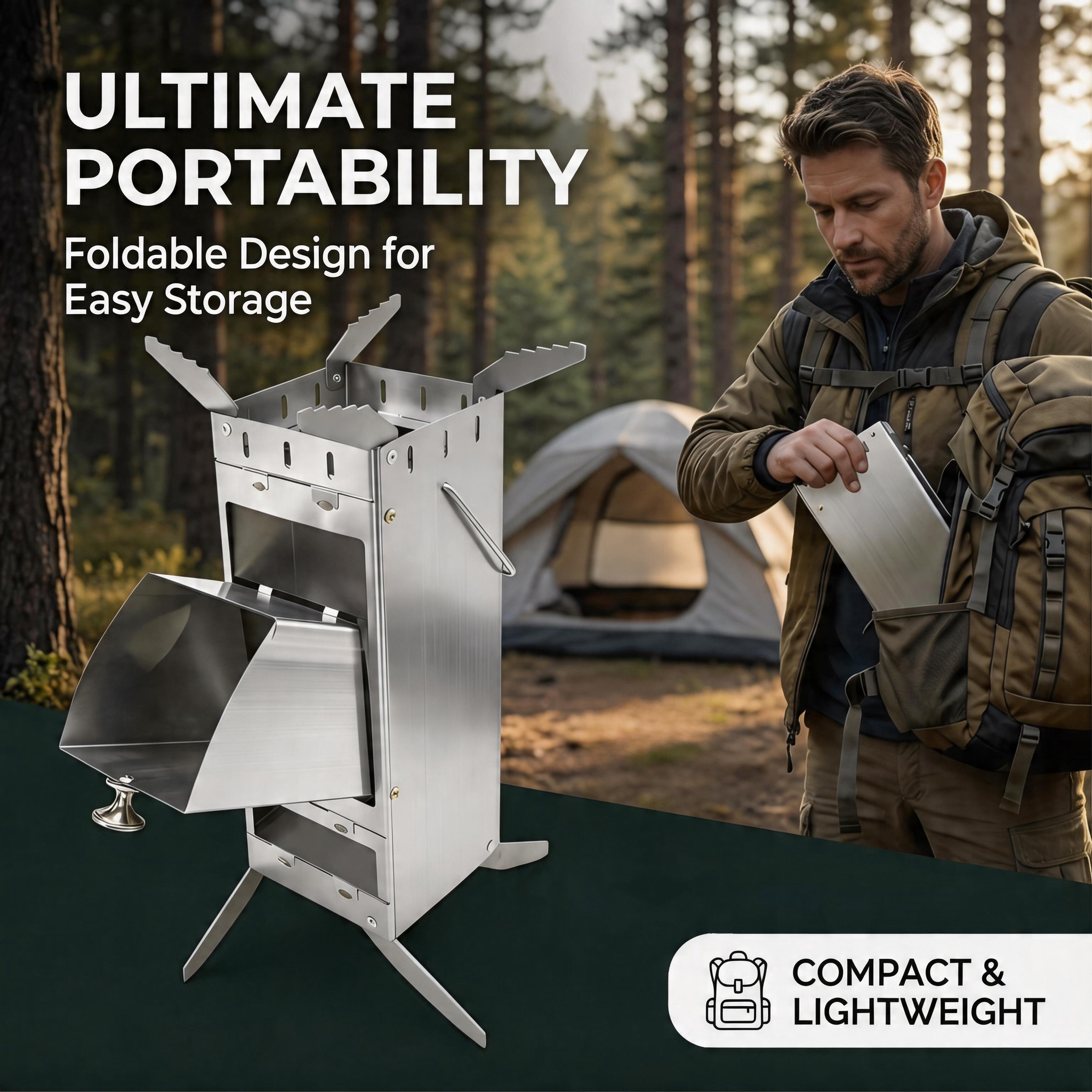 Portable Foldable Rocket Stove - Camping Cooking Device 评论和价格