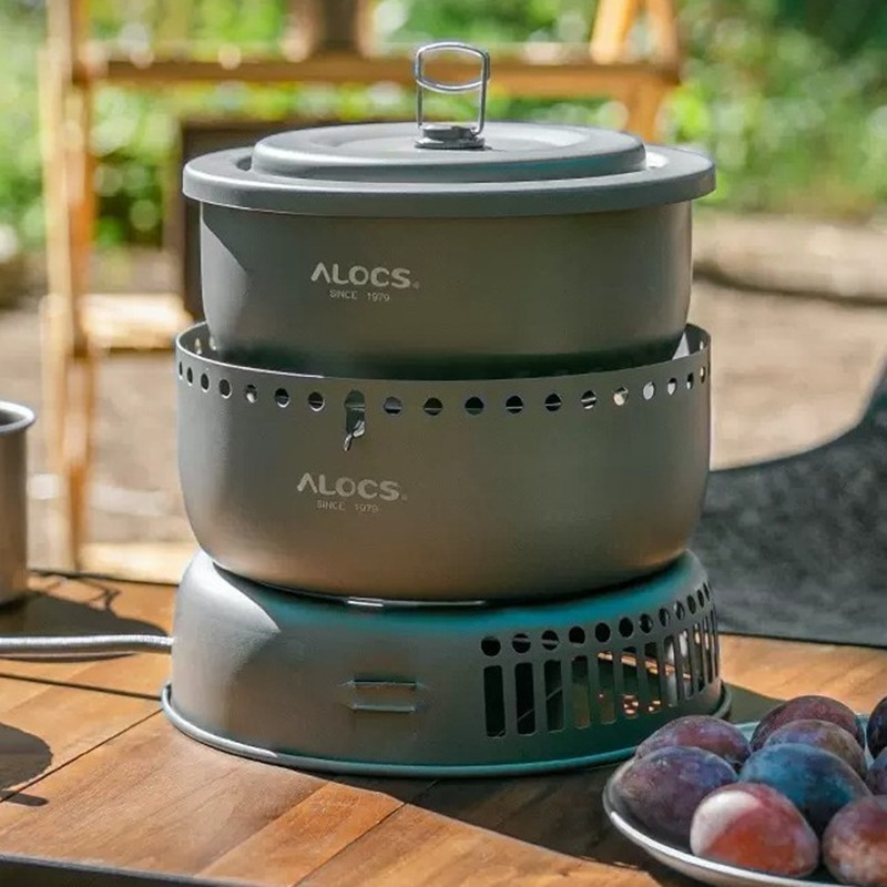 Outdoor Cooking Pot Set ALOCS  - Camping Cooking Set 2 Person 评论和价格
