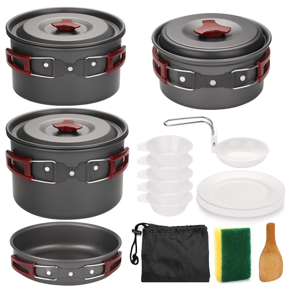 Outdoor Camping Cookware Kit N - Camping Cooking Set Compact 评论和价格
