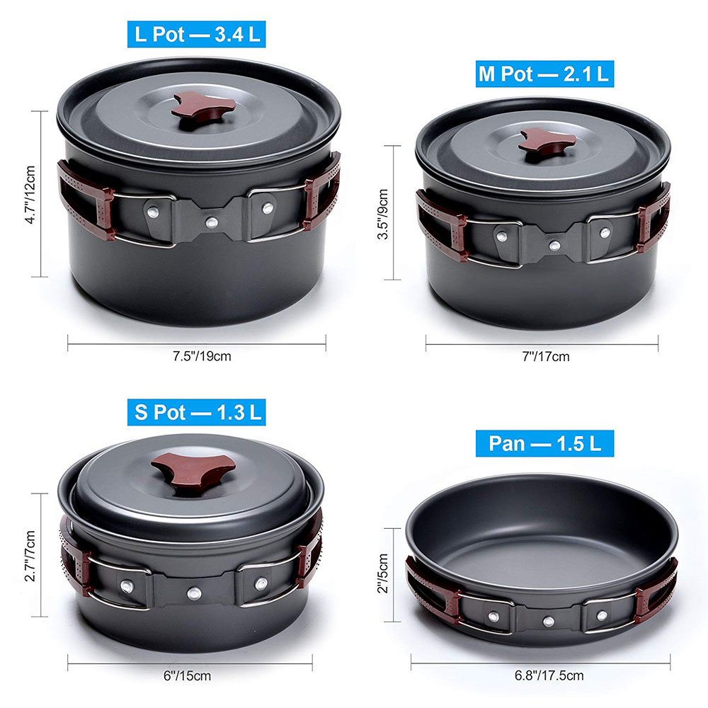 Outdoor Camping Cookware Kit N - Camping Cooking Set Compact 评论和价格