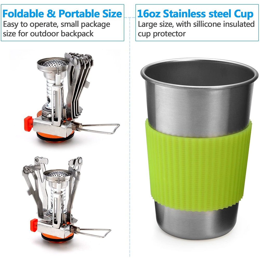 Camping Cookware Kit with Stov - Camping Cooking Set Compact 评论和价格
